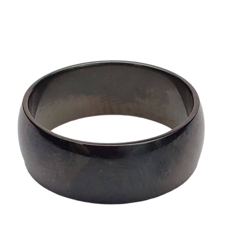 Black Stainless Steel Band Ring Sizes 9 10  half dome  *